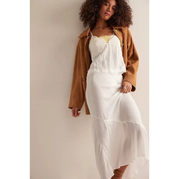 NWT Free People Intimately Sweet On You Bias Half Slip Skirt Clean Ivory White - Picture 5 of 7